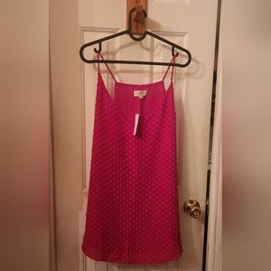 NWT Loft Hot Pink V Neck Heart Top